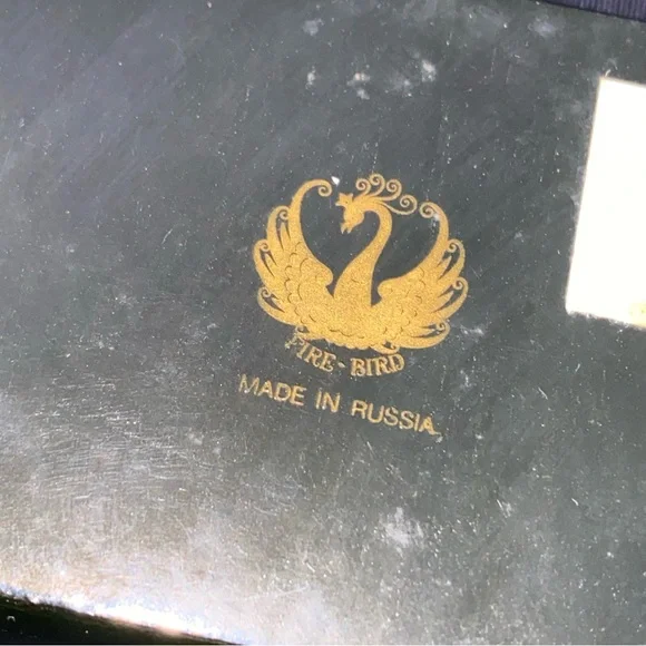 "Firebird" Russian Lacquer Box USSR Vintage Russia Black Trinket Fire-Bird